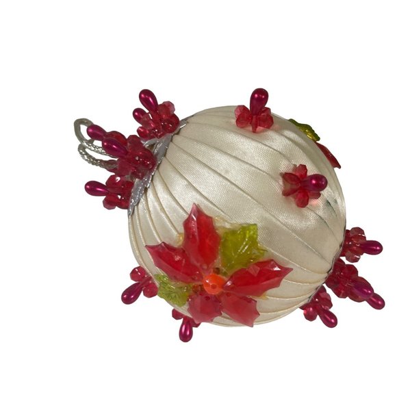 Vintage Satin and Beaded Handmade Ornaments Set of 5 - Picture 2 of 7